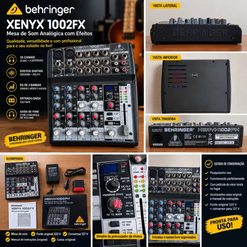 Mesa de Som Behringer Xenyx 1002FX 10 Canais Efeitos 24 Bits