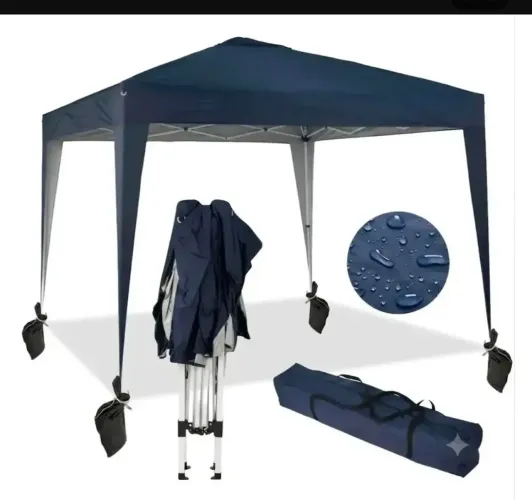 Tenda Dobrável Joyfox 3x3m, Impermeável e com Proteção UV na Cor Azul Sanfonada Reforçada