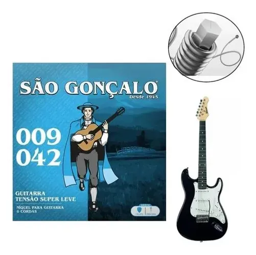 Cordas de guitarra São Gonçalo tensão super leve 