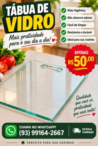 Tábua de Corte em Vidro Temperado