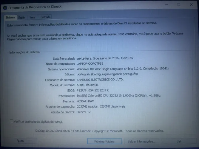? Notebook Samsung Expert E20 - Funcionando | Tela 15,6? | Bateria Original