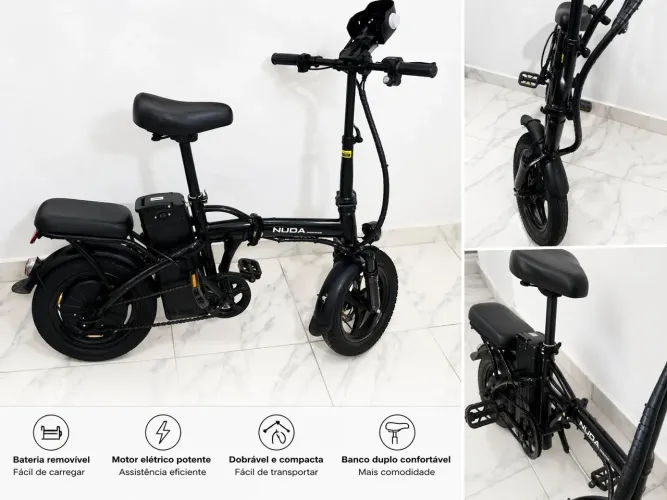 Bicicleta NUDA elétrica Dobrável - Compacta, Forte e perfeita pra cidade
