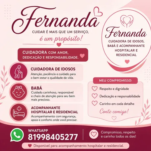 Baba e cuidadora de idosos e acompanhante residência e hospitais