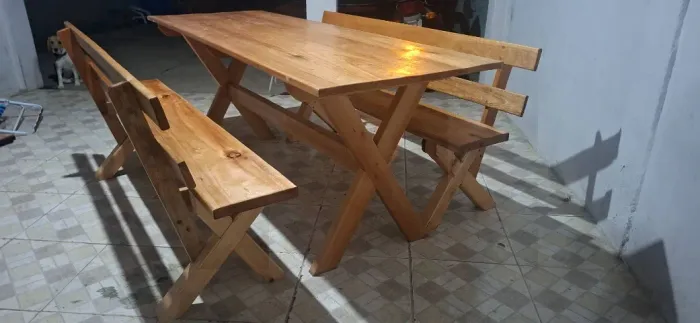 Jogo de mesa rustica 