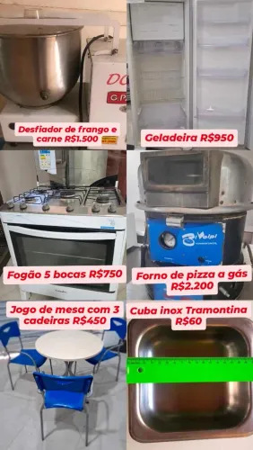 Vendo materiais para pizzaria, lanchonete, restaurante, sorveteria