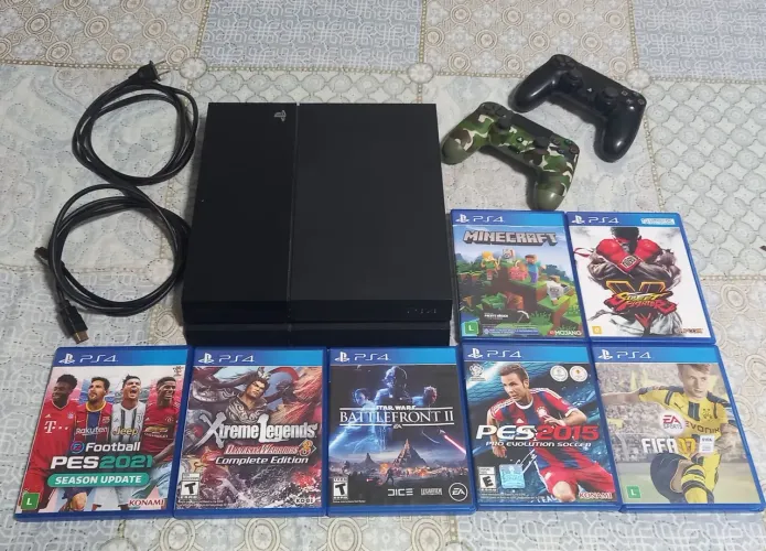 PS4 Fat 1tb + 7 jogos e 2 controles