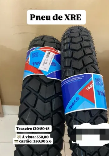 Pneu dianteiro e traseiro XRE, 