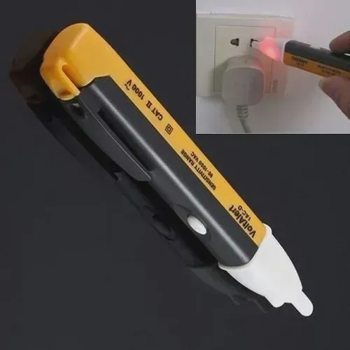 Caneta Detectora Tensão 1000v chave Teste de Energia Luz Alerta Sonoro