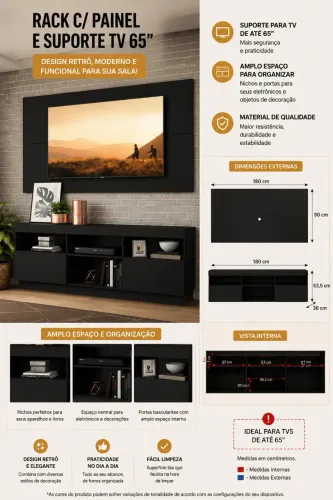Rack com painel para tv 65 ? !!! Promoção !! Novo