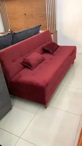 Sofá Cama Arpoador 4 Lugares (Vira Cama de Casal) Veludo Cores