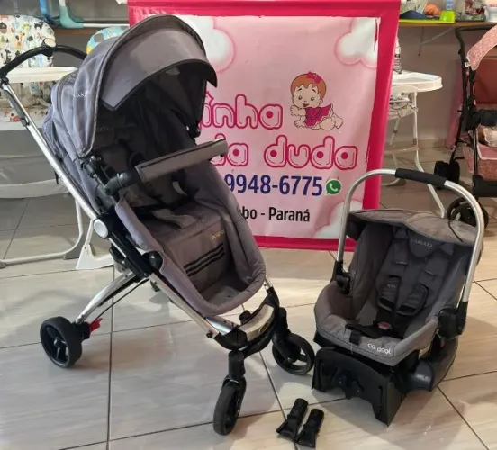 Conjunto de Carrinho Moisés, BB conforto e Base p o carro marca Kiddo, com adaptador