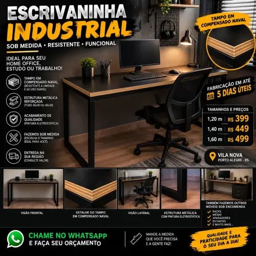 ESCRIVANINHA INDUSTRIAL SOB MEDIDA
