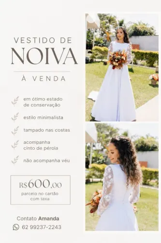 Vendo vestido de noiva (sem véu)