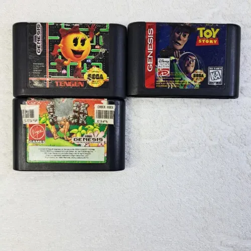Lote Toy Story, Chuck Rock e Ms Pac Man Originais Mega Drive