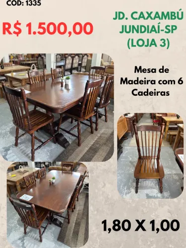 Mesa de Madeira com 6 cadeiras