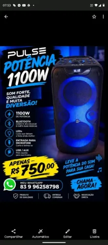 Vendo caixa pulse bom box 2 1100 w RMS