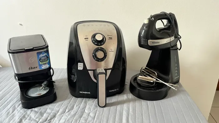 Kit cozinha airfryer, batedeira e cafeteira