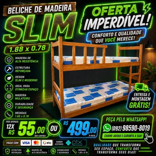 Beliche Woods 12X 55,00 nos Cartões sem Juros Entrega e Montagem Grátis