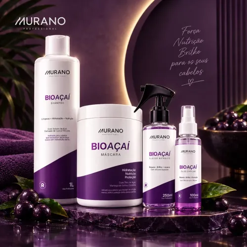 Kit Murano Bio Açaí Shampoo + Máscara + Fluído + Óleo