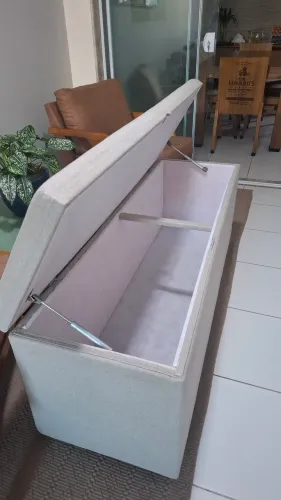 Recamier Baú Estofado Bege
