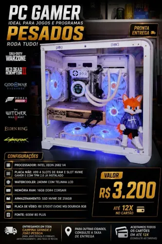 ? PC Gamer Pronta Entrega, potência máxima