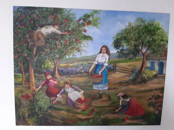 Pintura a oleo sobre tela "Saudades da vida no campo"