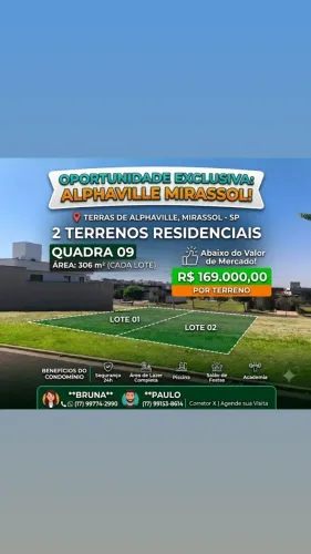 Terreno terras de Alphaville Mirassol , 306 m2