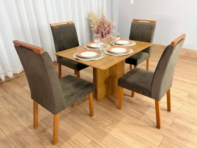 Mesa de Jantar Salinas 1.20×0.80 s/Vidro c/4 Cadeiras Entrega Rápida