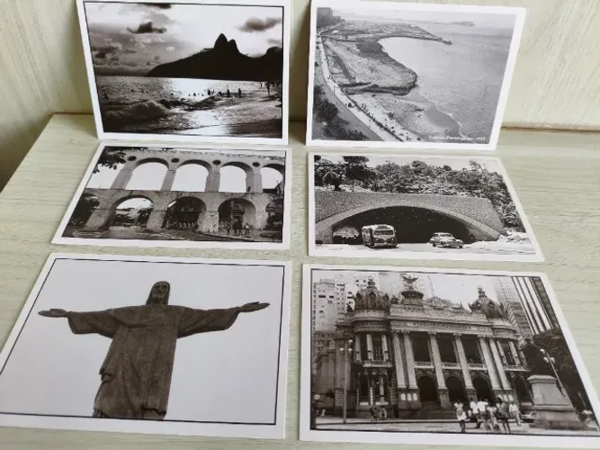 Postais Rio de Janeiro Vintage em preto e branco lote c/ 6 unidades  perfeitos.  