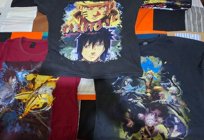 Lote 9 Camisetas Naruto Anime - Tamanho M