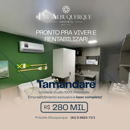 Oportunidade pra venda em Tamandaré! Studio 100% mobiliado e equipado à poucos metros do m