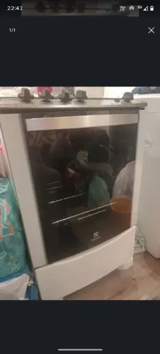 Fogão Electrolux 4 Bocas Branco Com Forno Grande e Tampa de Vidro Conservado Seminovo Top