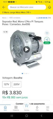 COMPRESSOR RADIAL PARA PISCICULTURA 1.74CV!!