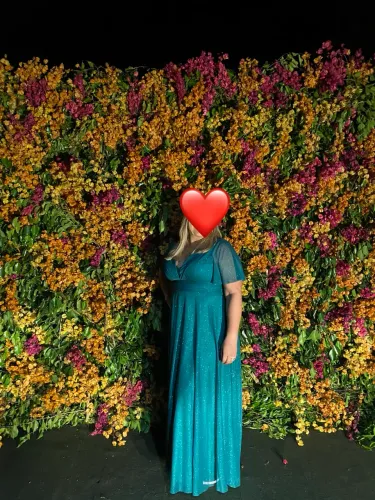 Vestido longo verde com glitter 