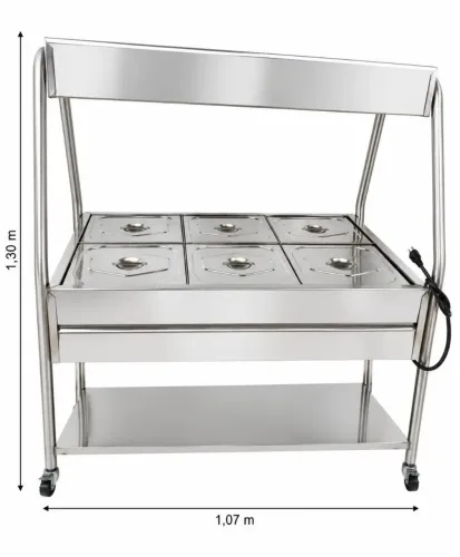balcão térmico em inox 3 Cubas frias 6 Cubas quente