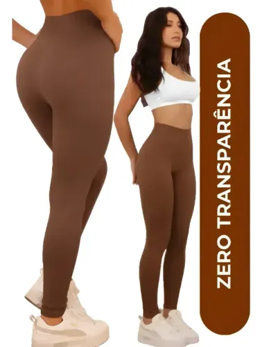 Calça Legging Canelada Academia Poliamida Fitness Cós Alto