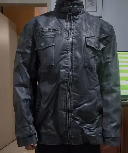 Casaco masculino de couro 