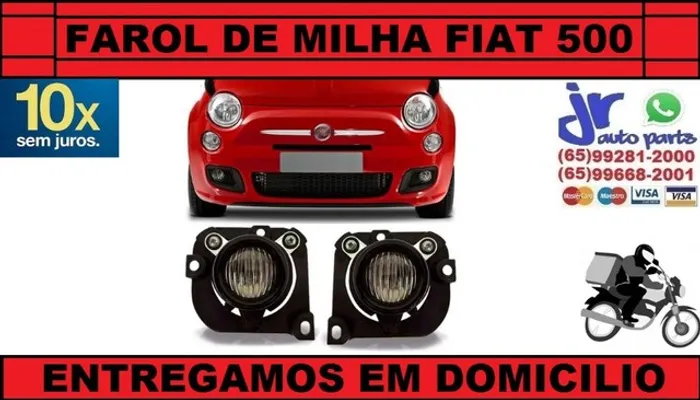 Par Farol De Milha Fiat 500 2008 2009 2010 2011 2012 Auxiliar Neblina