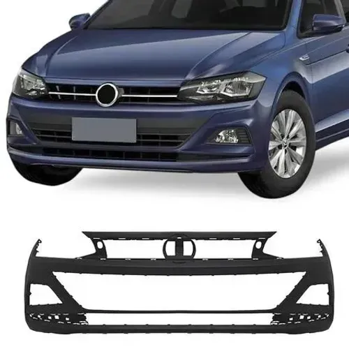 Parachoque Volkswagen Polo 2018 à 2022 - Dianteiro Preto Liso - Loma Plast