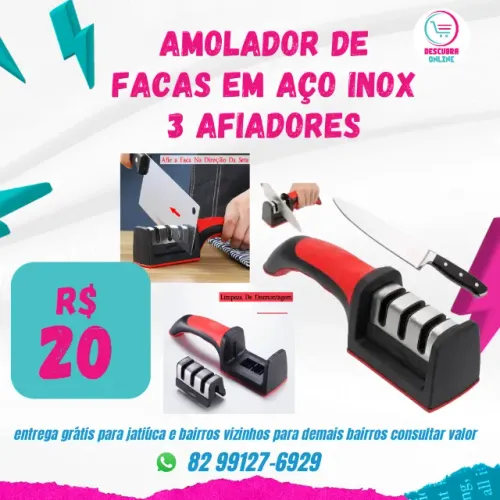 Amolador De Facas Em Aço Inox Com 3 Afiadores