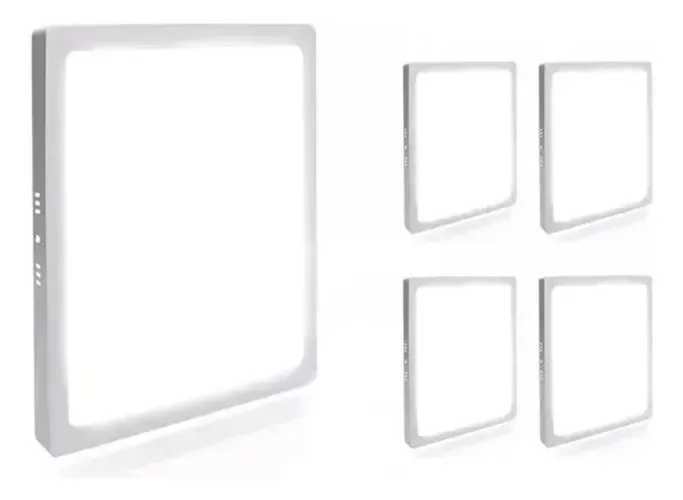 Kit 5 Luminarias Painel Plafon Led 24W Quadrado Sobrepor  Luz Branca 6500K 110/220V