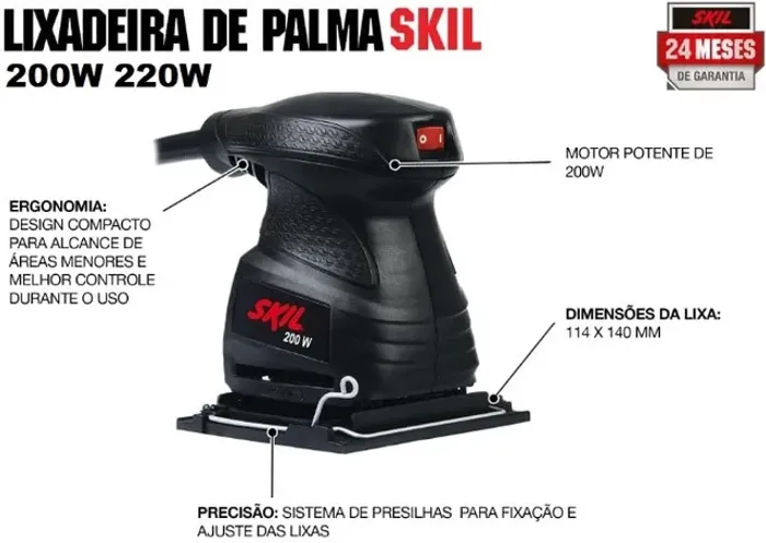 Lixadeira Orbital Skil Profissional 200W 220V Com 1 Lixa + 2 anos Garantia