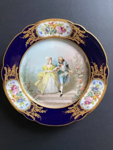 Prato de parede Sevres 1844 - Chateau de Tuileries - Rei Luis Felipe