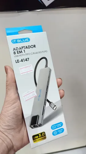 Adaptador Tipo C 8 em 1, Para Macbook, Leitor de Cartao, Usb, Lan Hdmi, Hub 8 Portas 
