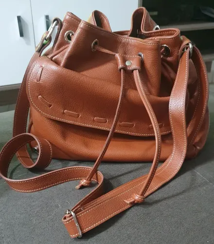 Bolsa saco de couro legítimo 