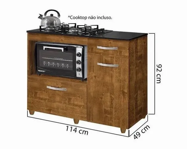 Balcão Para Cooktop Violeta  Ipê - Entrega Rápida
