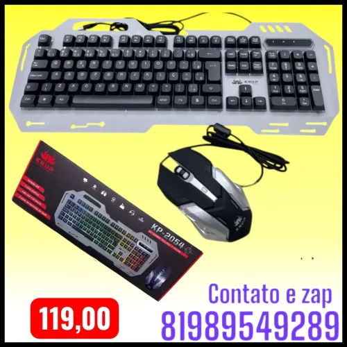 Teclado e mouse game Luminoso