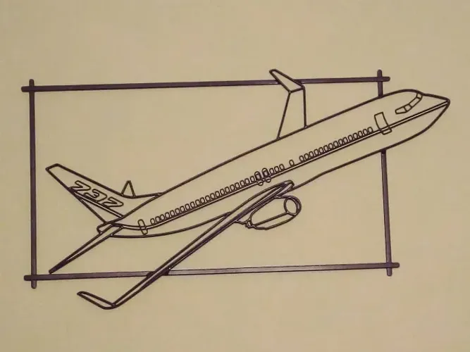 "boeing 737" escultura de parede artesanal em arame galvanizado