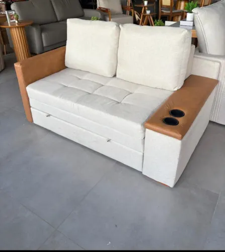 Sofa cama anes confortável linho