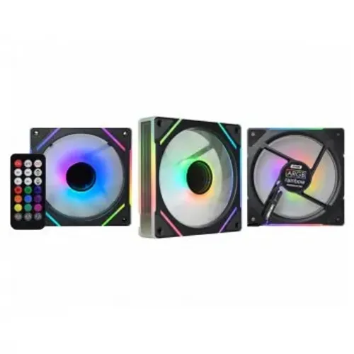 Kit Exaustores 3 Fans K-Mex ARGB AAVA, Controle Remoto, Sem Fita, Preto - AAVAK136ATEAB0X